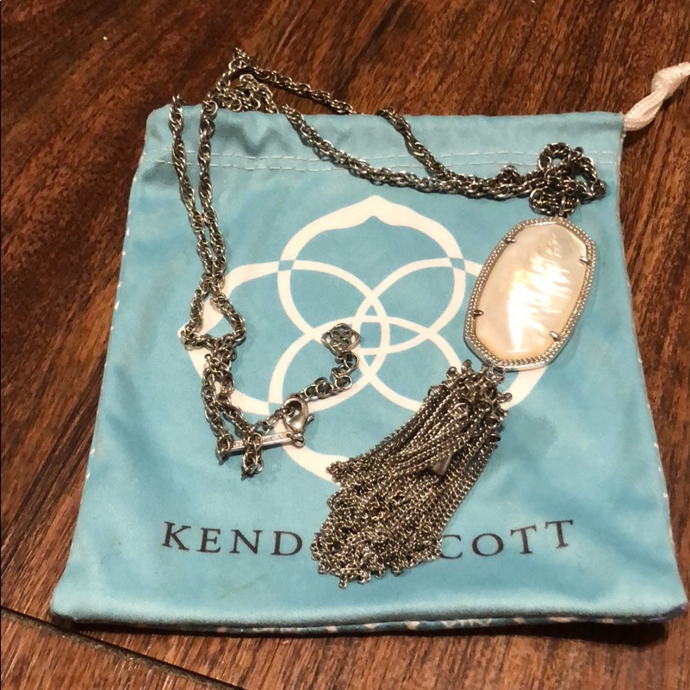 Rayne Silver Long Pendant Necklace In Ivory Pearl